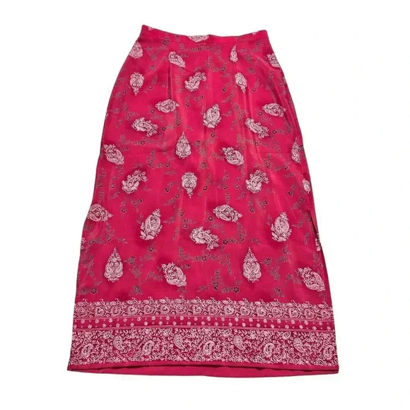 Worthington Dresses & Skirts - Magenta Pink Paisley Maxi Skirt Side Slits Worthington Size 8